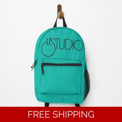 Le Studio Backpack Aqua Blue Black Logo